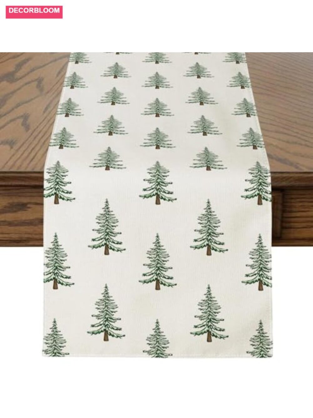 Christmas Tree Table Runner Polyester Linen 13x72 Farmhouse Holiday Decor